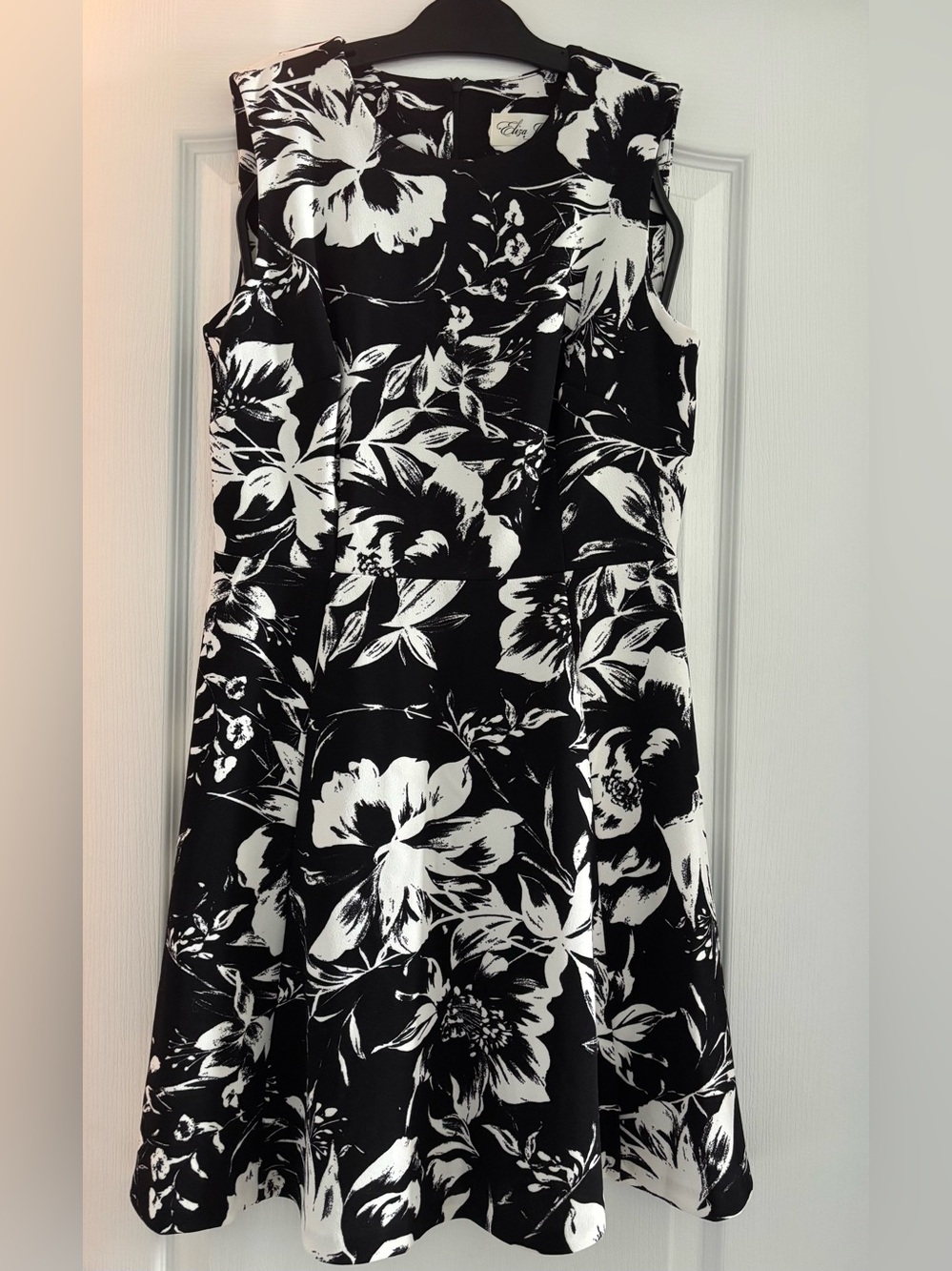 Eliza J Black & White Floral Fit-and-Flare Dress